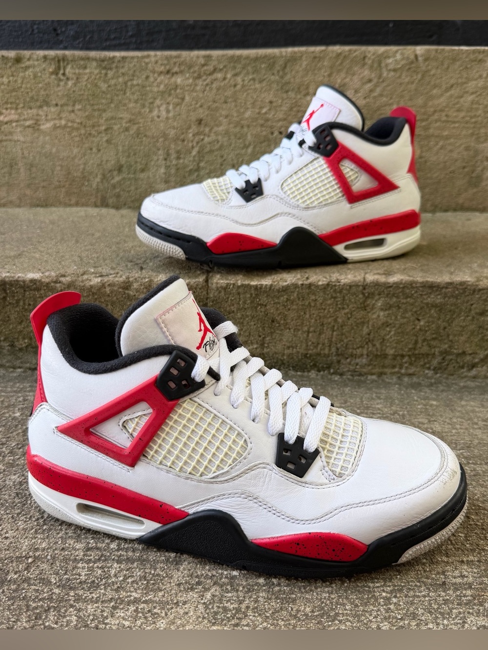 Air Jordan 4 Retro Red Cement (GS) Gradeschool Kids Shoes Size 7Y 408452-161
